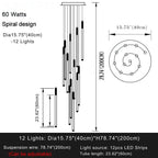 Atia Modern Long Chandelier For Staircase Black/Gold/Silver for high ceiling staircase and foyer lighting