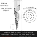 Atia Modern Long Chandelier For Staircase Black/Gold/Silver for high ceiling staircase and foyer lighting