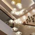 Modern Mushroom Lotus Leaf Led Chandelier for high ceiling staircase and foyer lighting