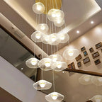 Modern Mushroom Lotus Leaf Led Chandelier for high ceiling staircase and foyer lighting