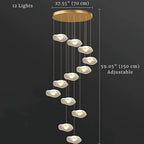 Modern Mushroom Lotus Leaf Led Chandelier for high ceiling staircase and foyer lighting
