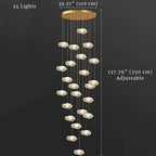 Modern Mushroom Lotus Leaf Led Chandelier for high ceiling staircase and foyer lighting