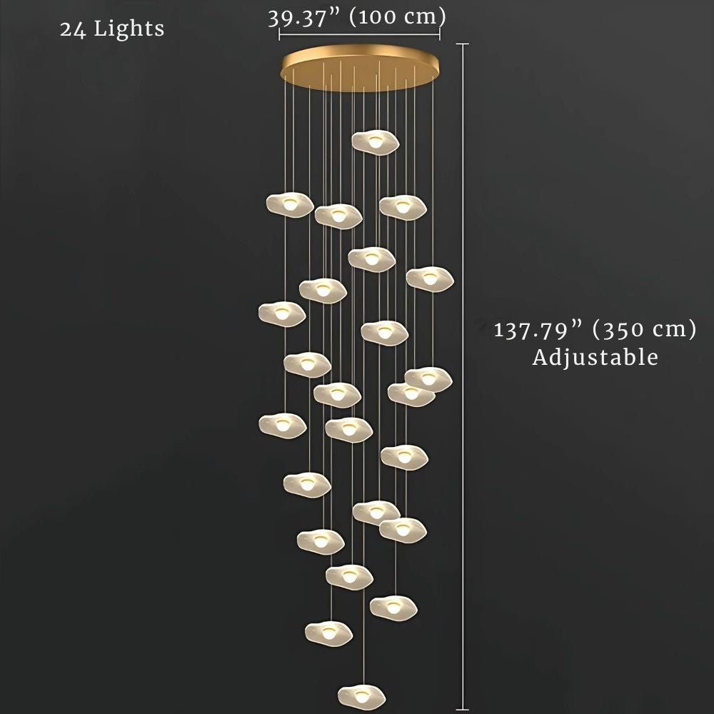 Modern Mushroom Lotus Leaf Led Chandelier for high ceiling staircase and foyer lighting