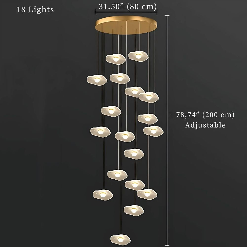 Modern Mushroom Lotus Leaf Led Chandelier for high ceiling staircase and foyer lighting