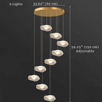 Modern Mushroom Lotus Leaf Led Chandelier for high ceiling staircase and foyer lighting