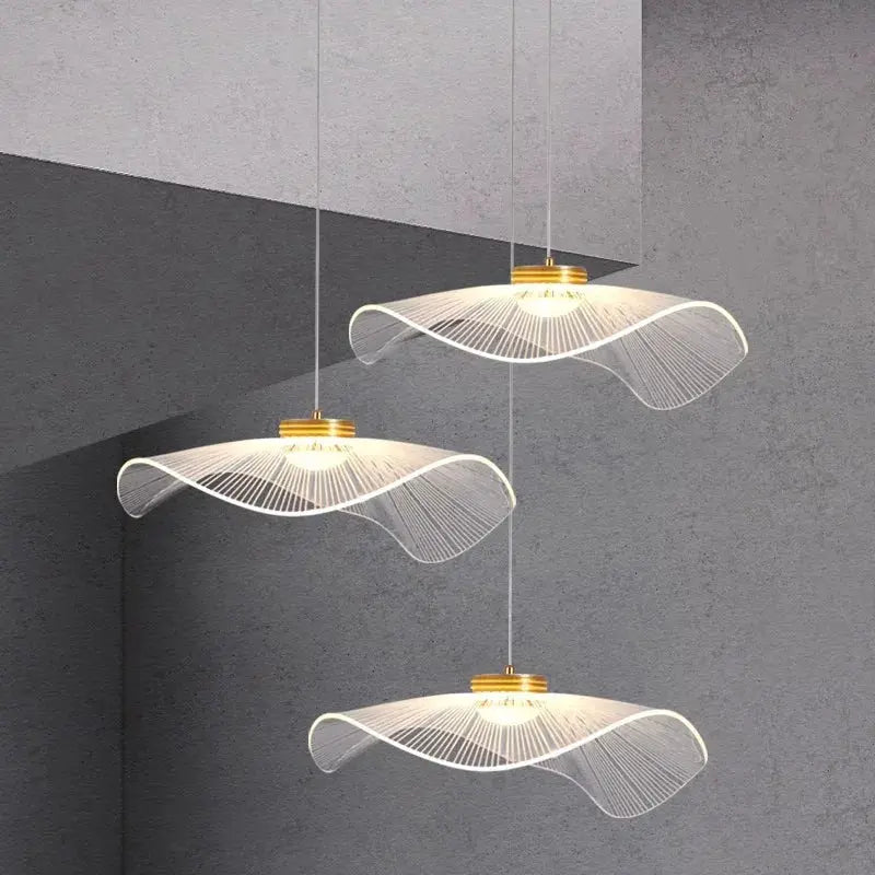 Modern Mushroom Lotus Leaf Led Chandelier for high ceiling staircase and foyer lighting