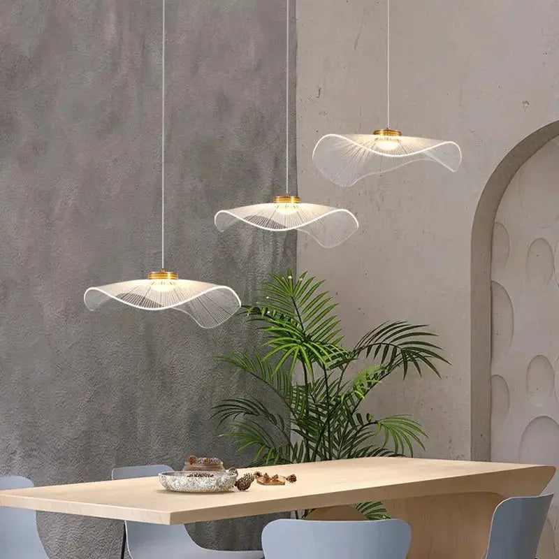 Modern Mushroom Lotus Leaf Led Chandelier for high ceiling staircase and foyer lighting