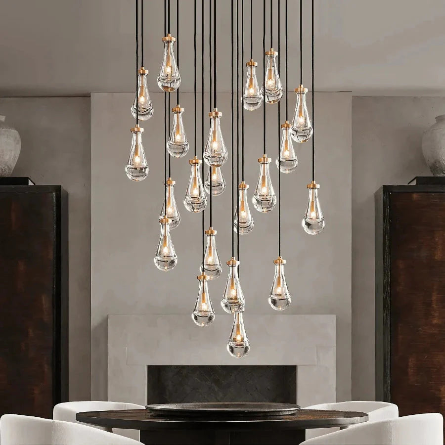 Modern Raindrop Chandelier for Foyer & Staircase for high ceiling staircase and foyer lighting