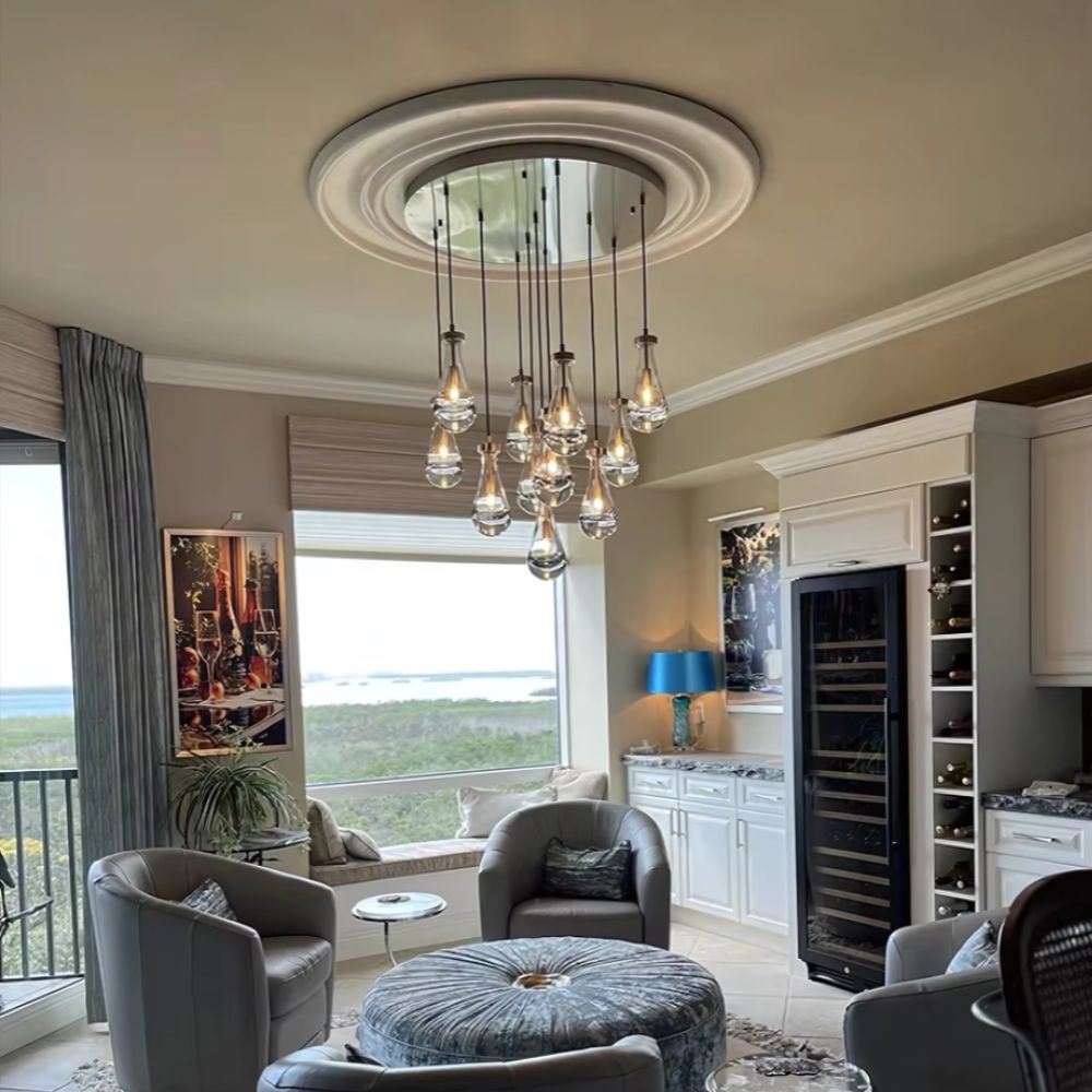 Modern Raindrop Chandelier for Foyer & Staircase for high ceiling staircase and foyer lighting
