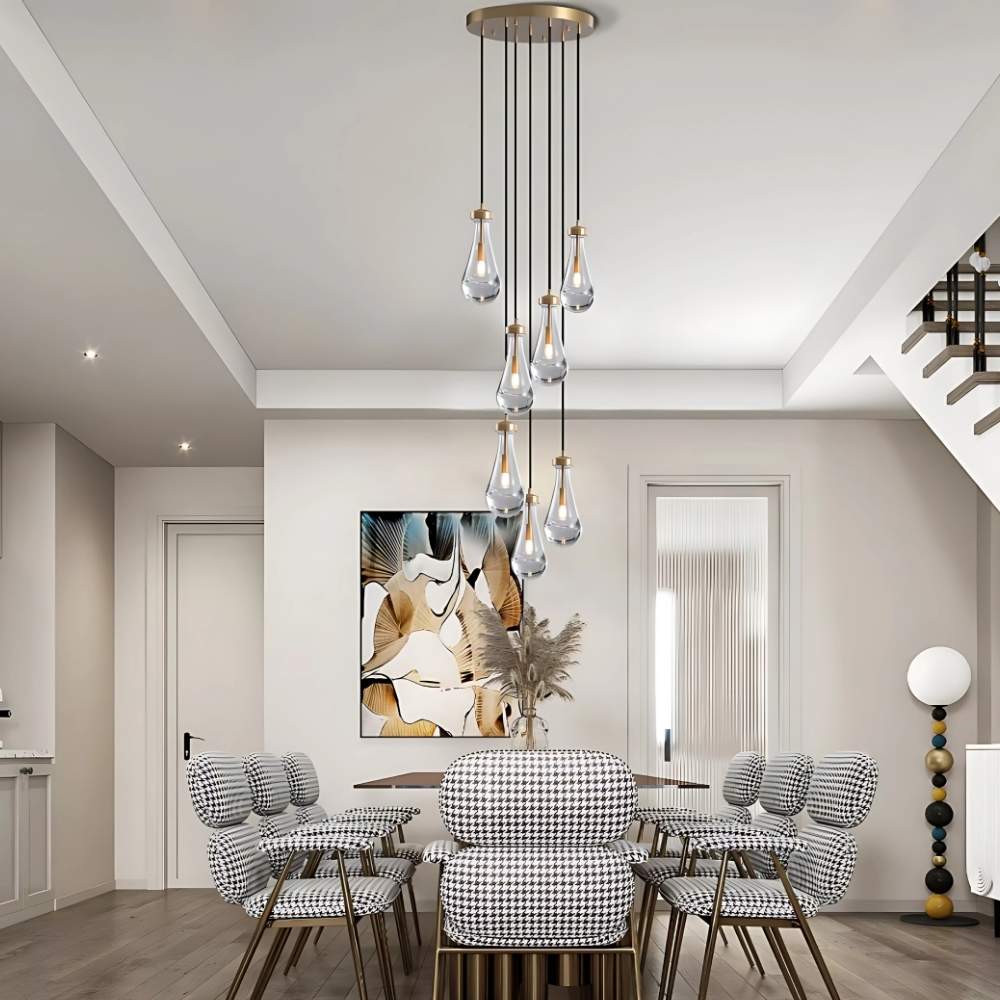 Modern Raindrop Chandelier for Foyer & Staircase for high ceiling staircase and foyer lighting