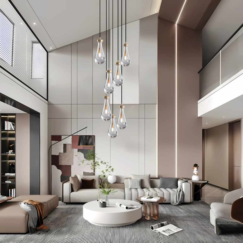 Modern Raindrop Chandelier for Foyer & Staircase for high ceiling staircase and foyer lighting