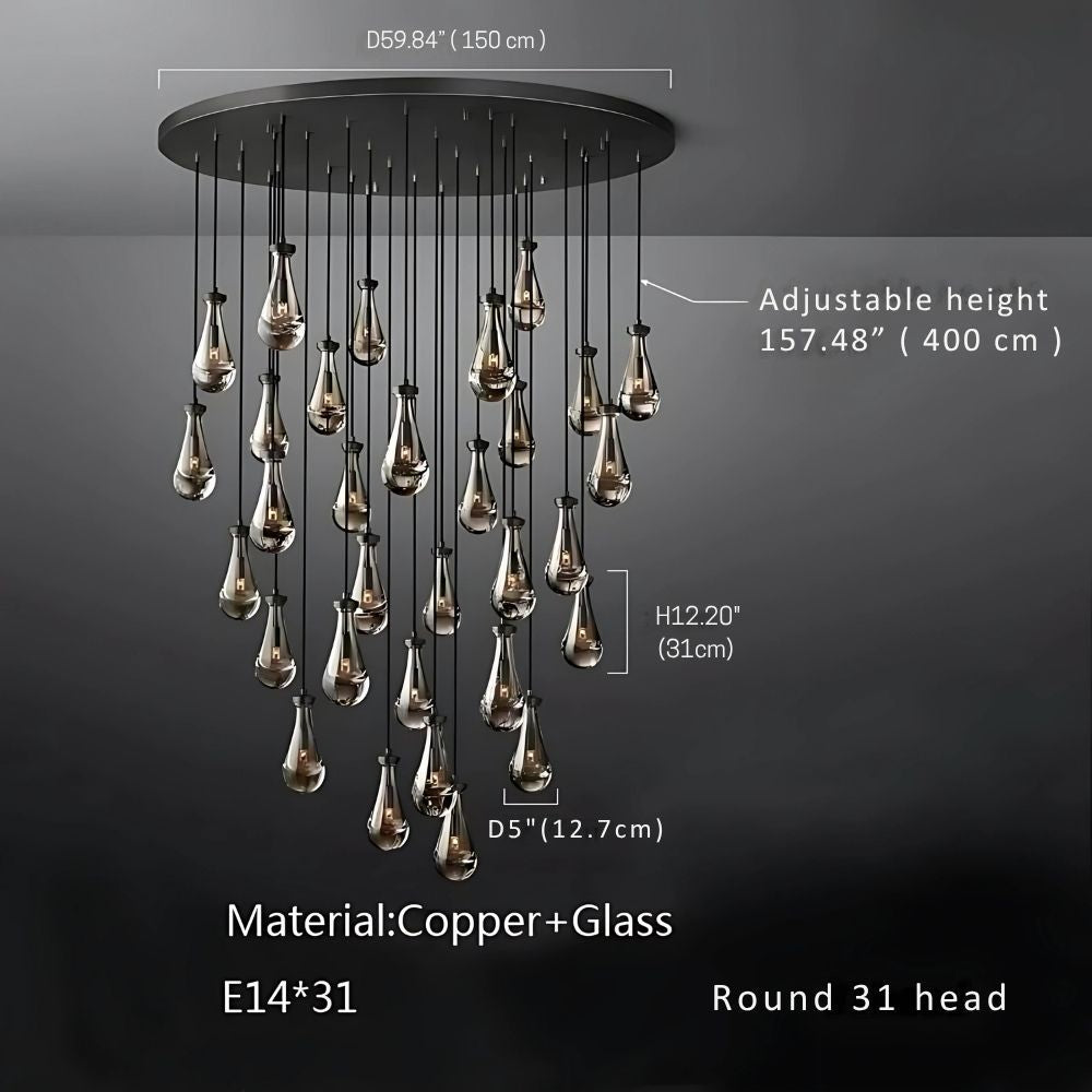 Modern Raindrop Chandelier for Foyer & Staircase for high ceiling staircase and foyer lighting