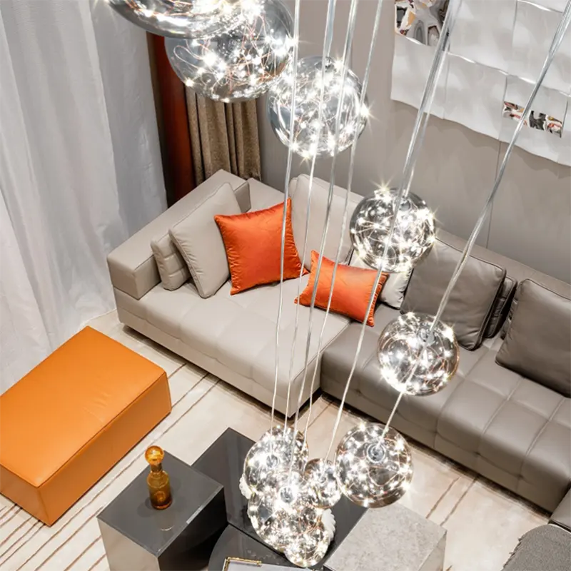 Modern Spiral Chandelier for Staircase for high ceiling staircase and foyer lighting