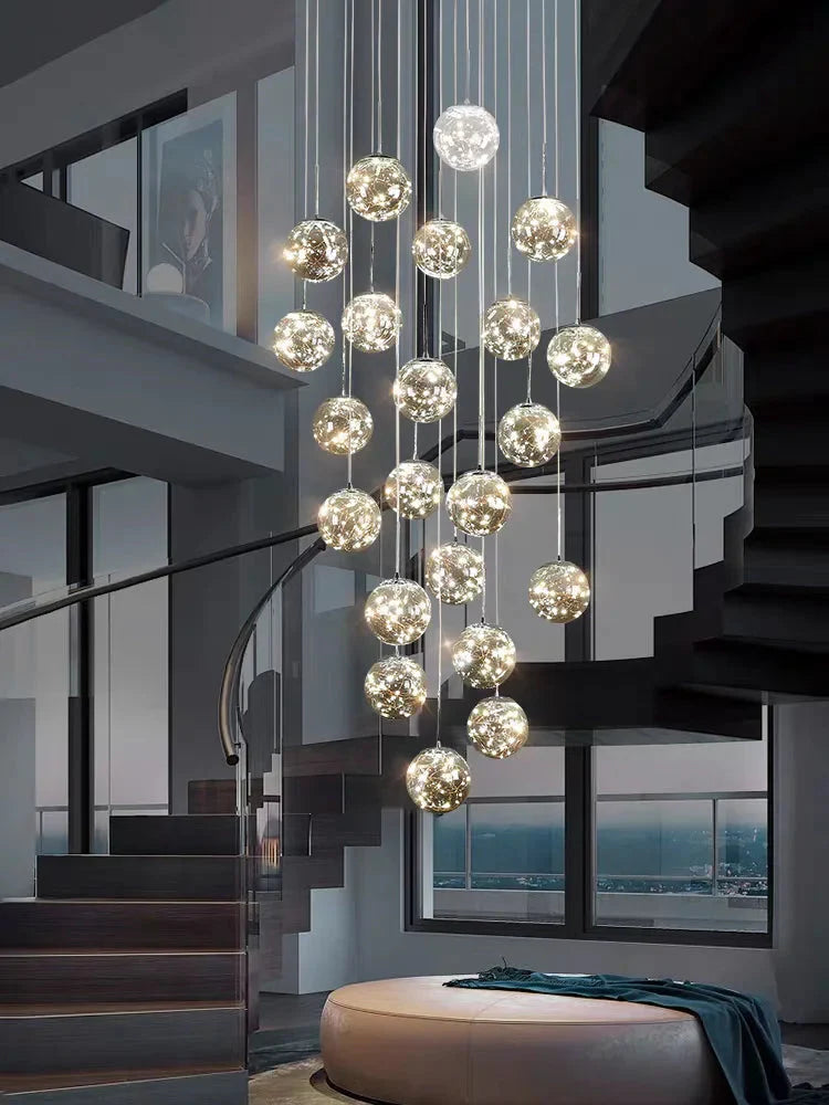 Modern Spiral Chandelier for Staircase for high ceiling staircase and foyer lighting