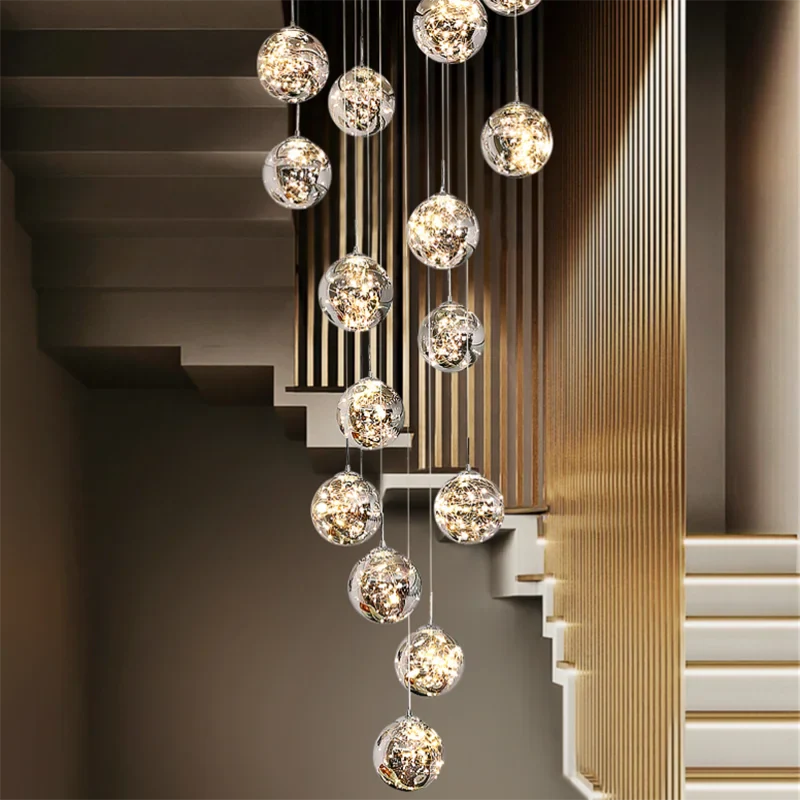 Modern Spiral Chandelier for Staircase for high ceiling staircase and foyer lighting