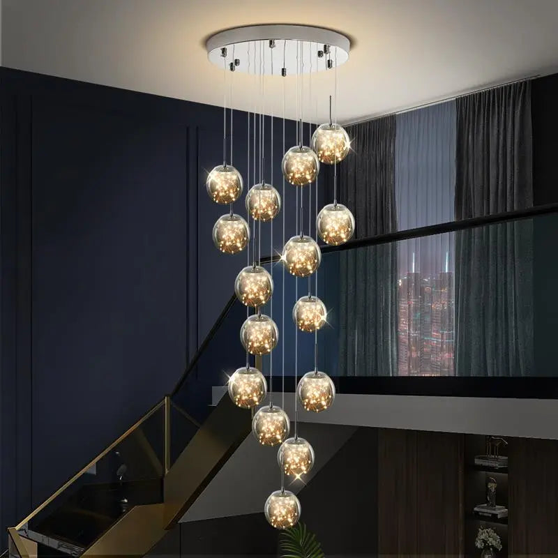 Modern Spiral Chandelier for Staircase for high ceiling staircase and foyer lighting