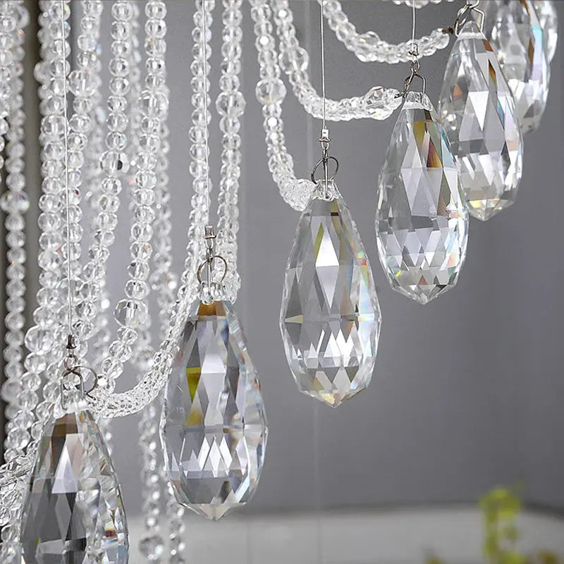 Modern Spiral Crystal Staircace Ceiling Chandelier for high ceiling staircase and foyer lighting