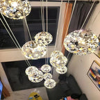 Modern Stainless Steel Petal Chandelier for Staircase for high ceiling staircase and foyer lighting