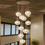 Modern Stainless Steel Petal Chandelier for Staircase for high ceiling staircase and foyer lighting