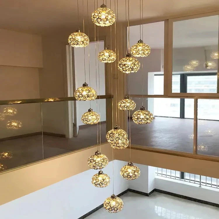 Modern Stainless Steel Petal Chandelier for Staircase for high ceiling staircase and foyer lighting