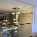 Modern Stainless Steel Petal Chandelier for Staircase for high ceiling staircase and foyer lighting