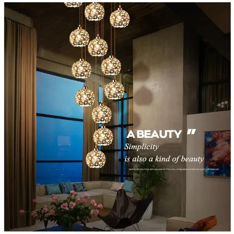 Modern Stainless Steel Petal Chandelier for Staircase for high ceiling staircase and foyer lighting