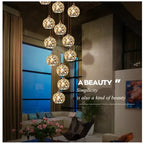 Modern Stainless Steel Petal Chandelier for Staircase for high ceiling staircase and foyer lighting