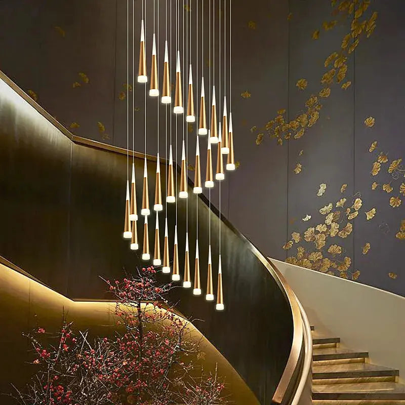 Modern Staircase Chandelier Lighting for high ceiling staircase and foyer lighting