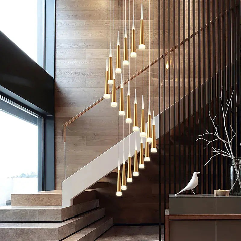 Modern Staircase Chandelier Lighting for high ceiling staircase and foyer lighting