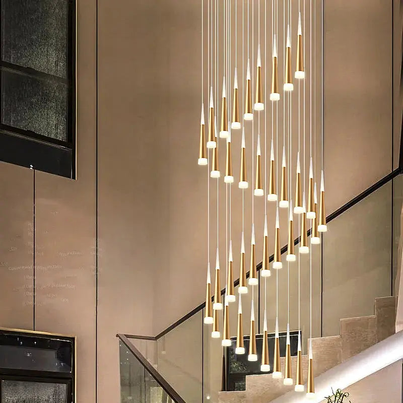Modern Staircase Chandelier Lighting for high ceiling staircase and foyer lighting