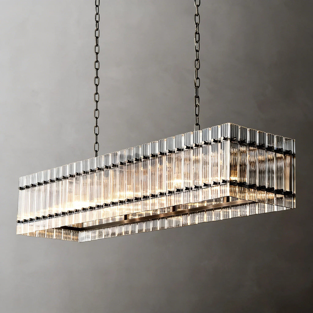 Modern Rectangular Linear Chandelier by Bling Lighting Studio