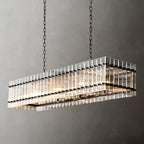 Modern Rectangular Linear Chandelier by Bling Lighting Studio