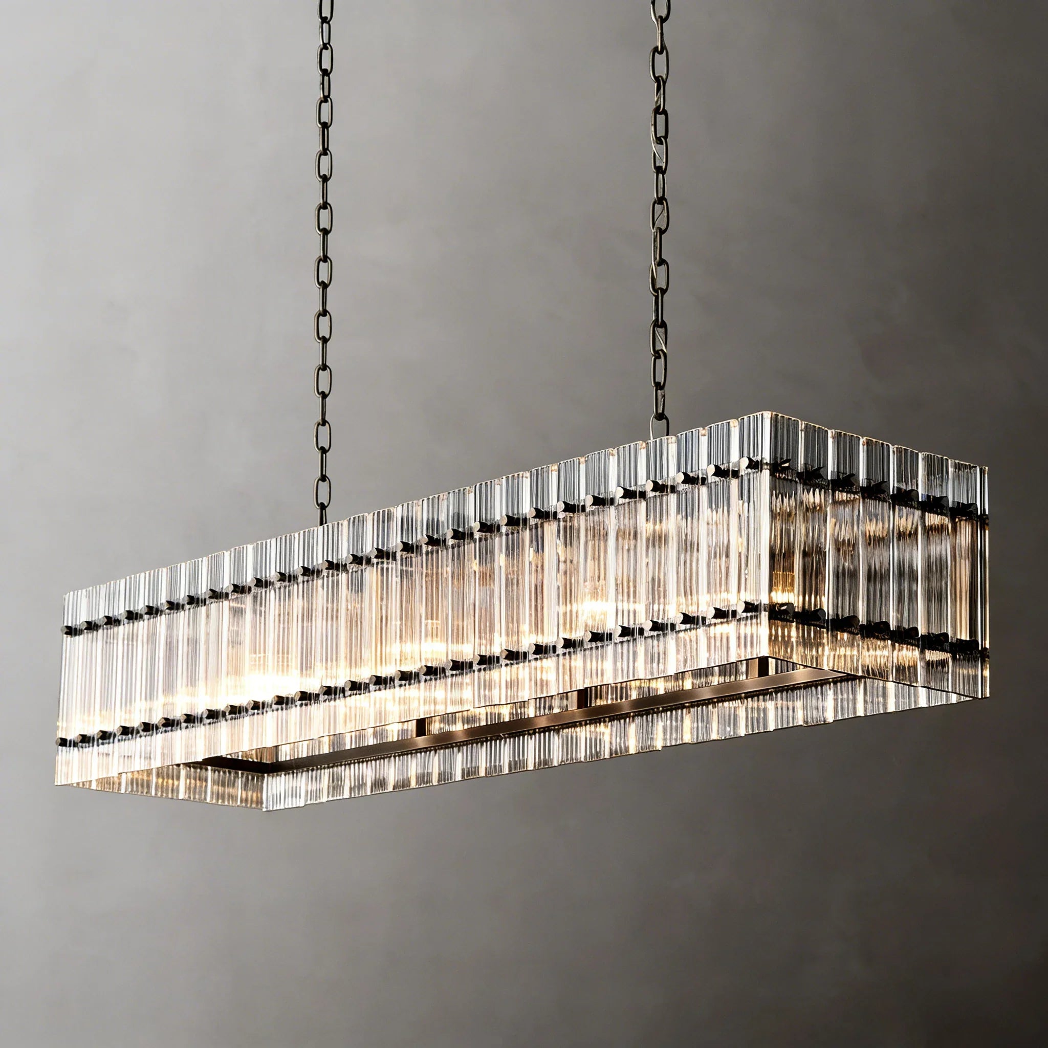 Modern Rectangular Linear Chandelier by Bling Lighting Studio
