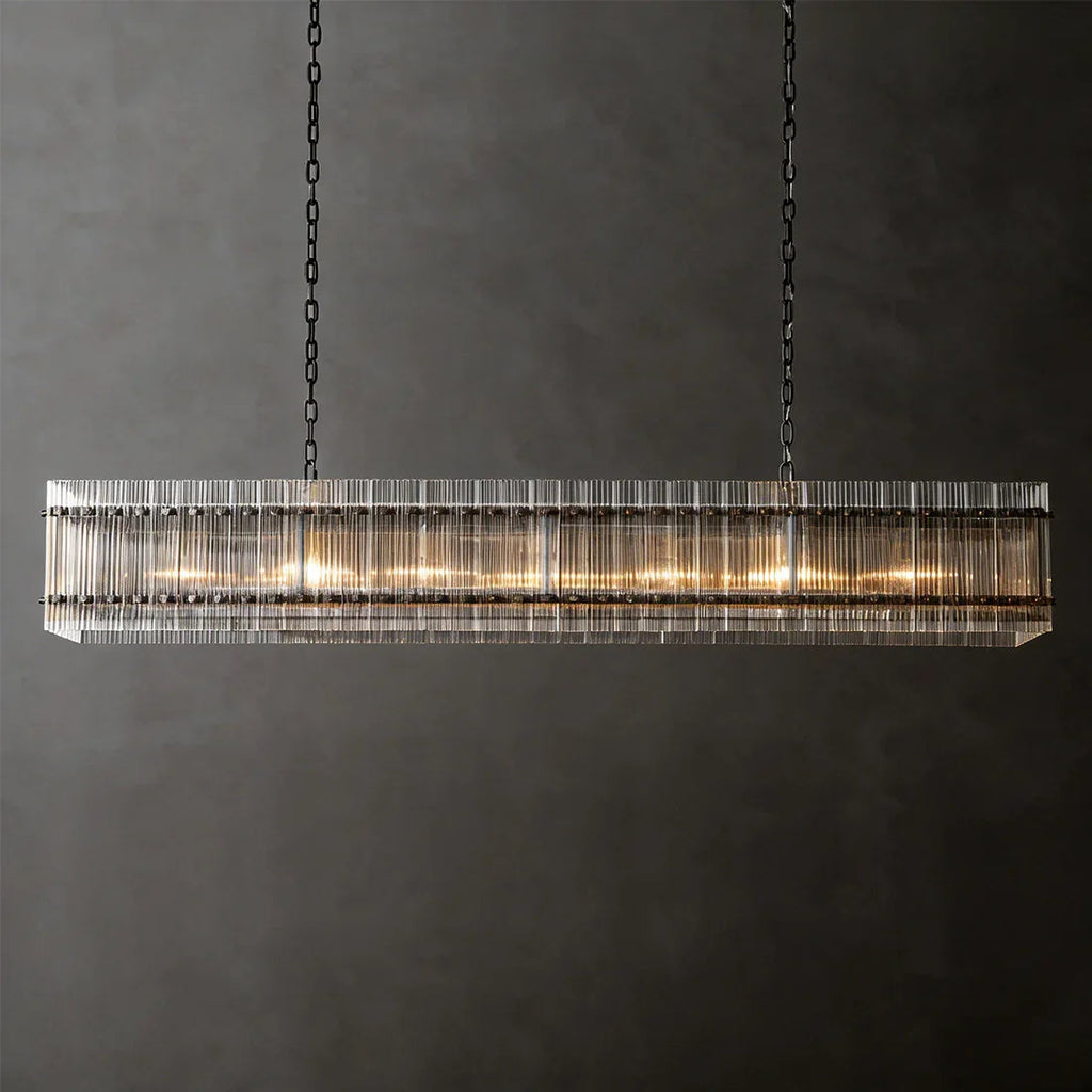 Modern Rectangular Linear Chandelier by Bling Lighting Studio