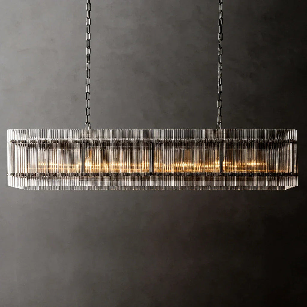Modern Rectangular Linear Chandelier by Bling Lighting Studio