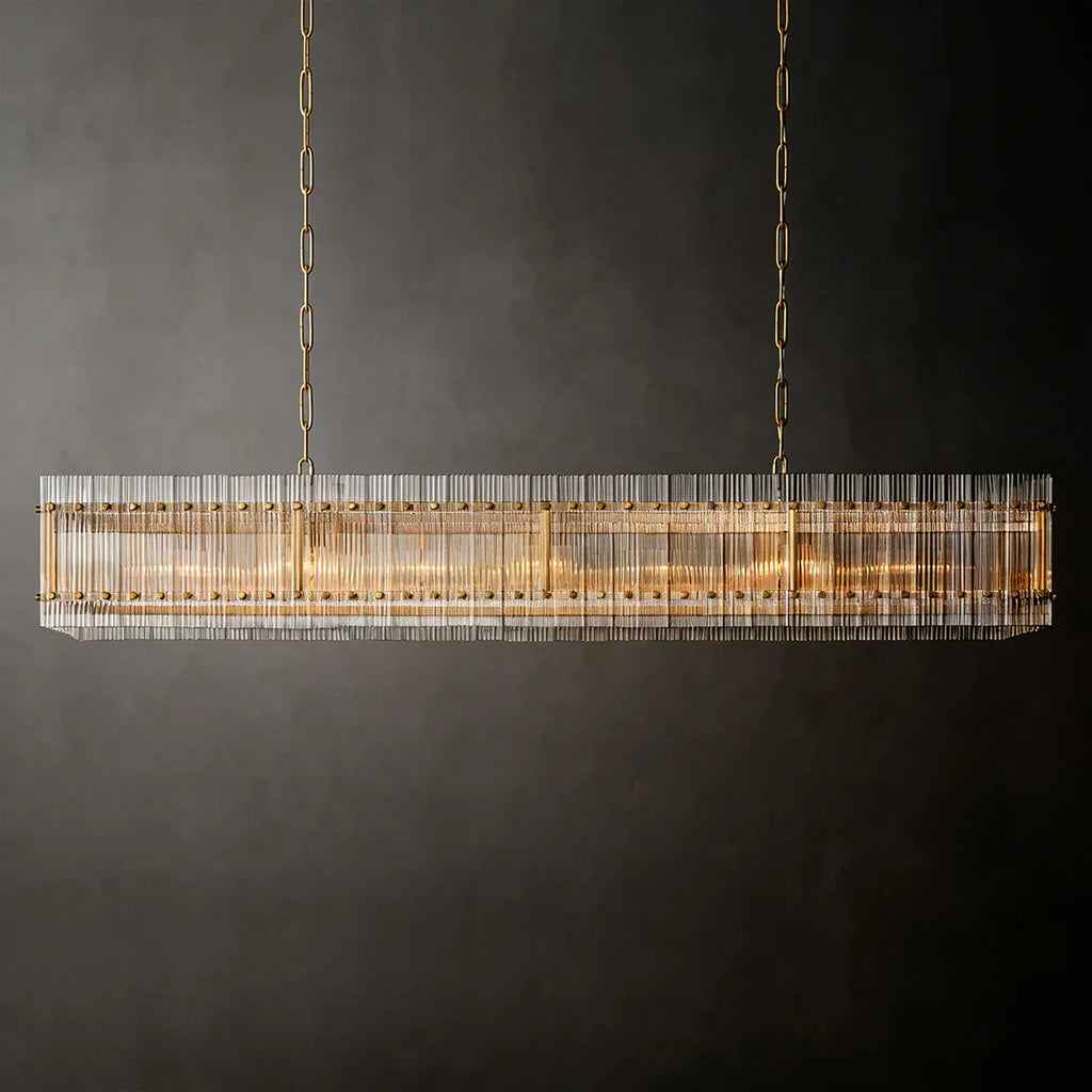 Modern Rectangular Linear Chandelier by Bling Lighting Studio
