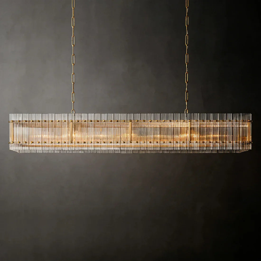 Modern Rectangular Linear Chandelier by Bling Lighting Studio