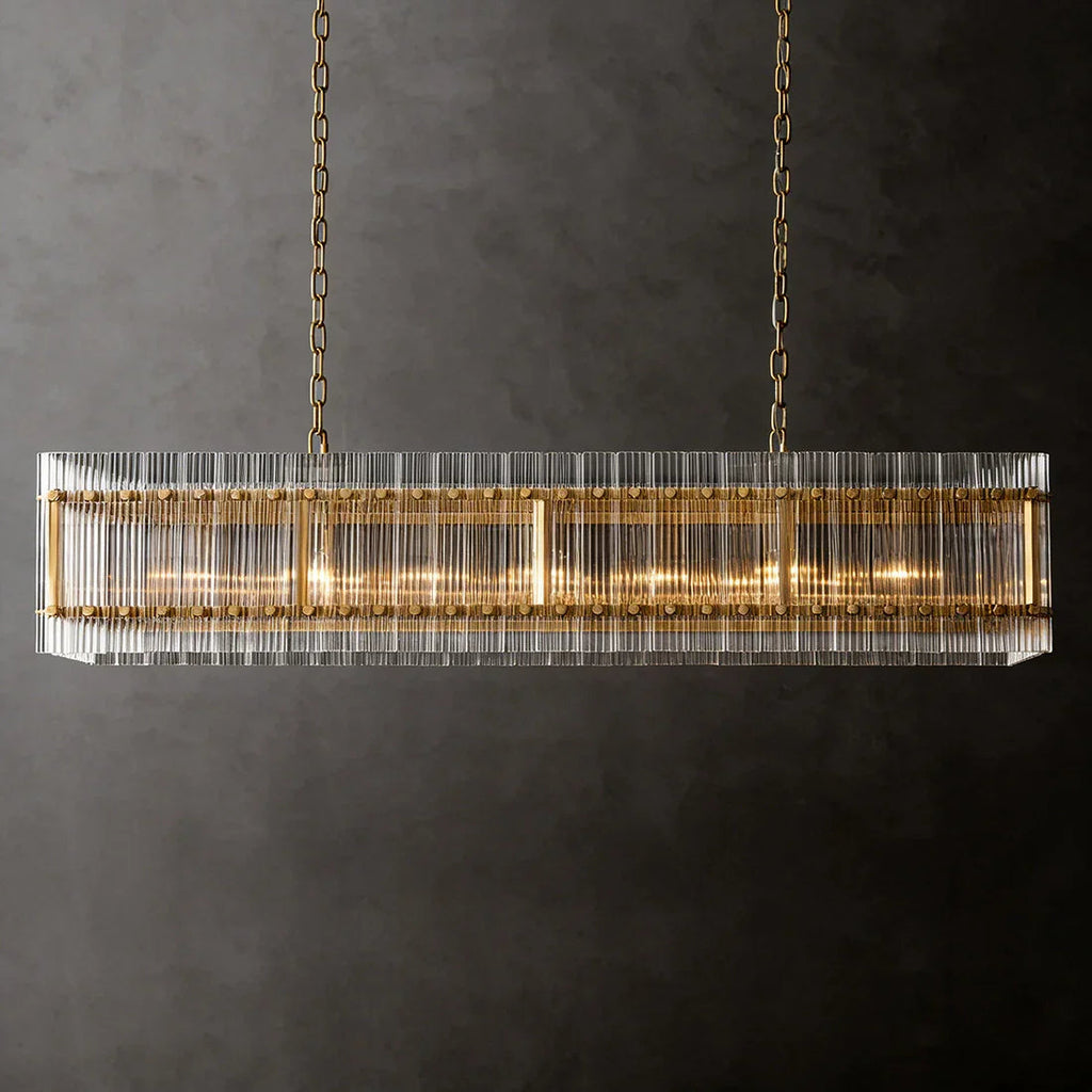 Modern Rectangular Linear Chandelier by Bling Lighting Studio