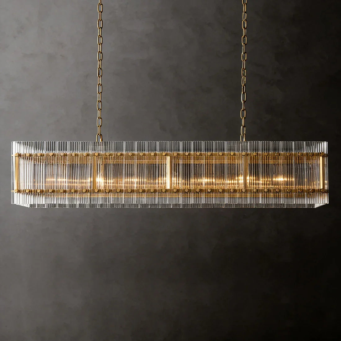 Modern Rectangular Linear Chandelier by Bling Lighting Studio