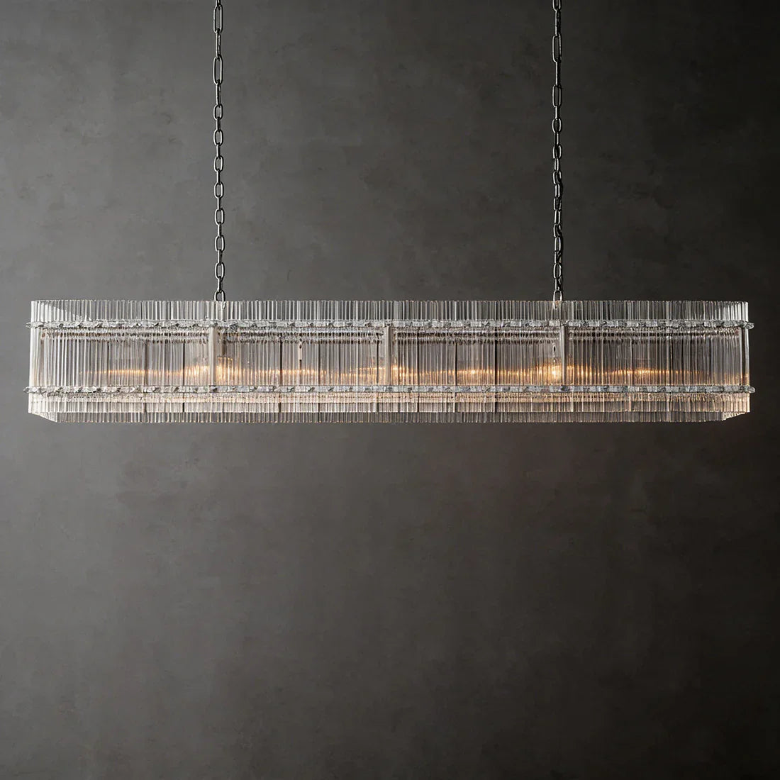 Modern Rectangular Linear Chandelier by Bling Lighting Studio