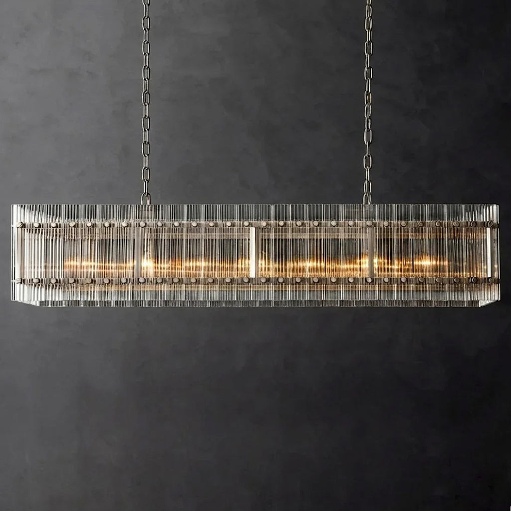 Modern Rectangular Linear Chandelier by Bling Lighting Studio