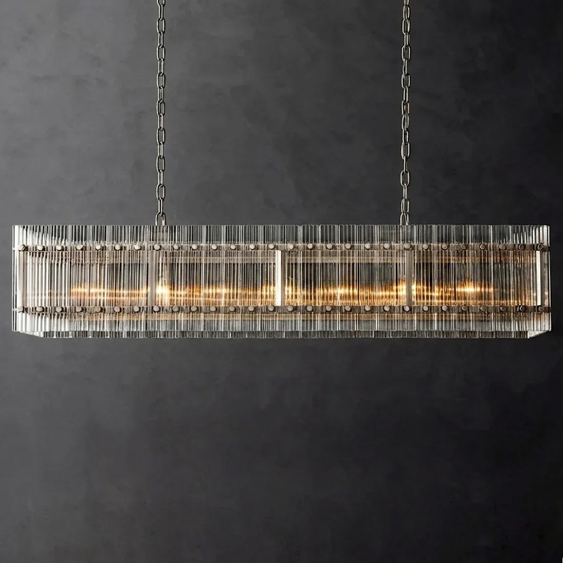 Modern Rectangular Linear Chandelier by Bling Lighting Studio