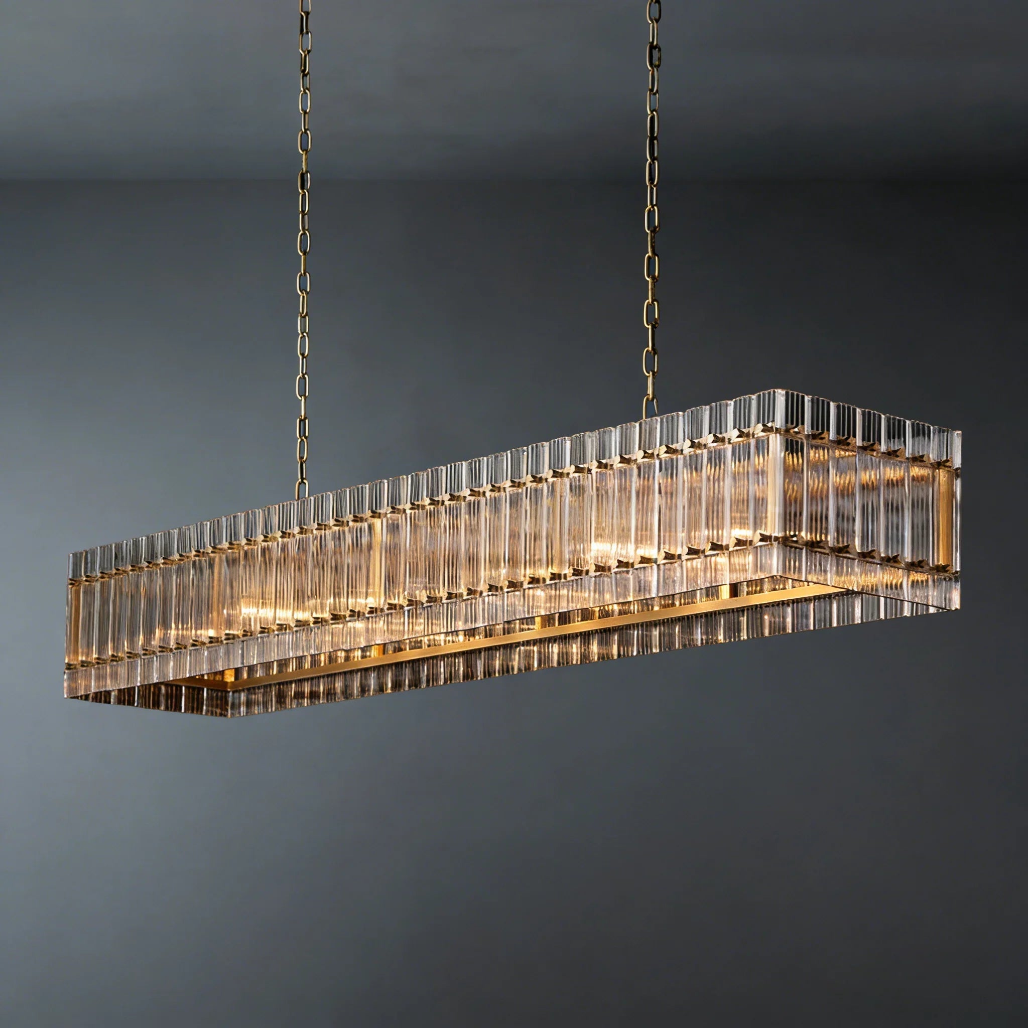 Modern Rectangular Linear Chandelier by Bling Lighting Studio