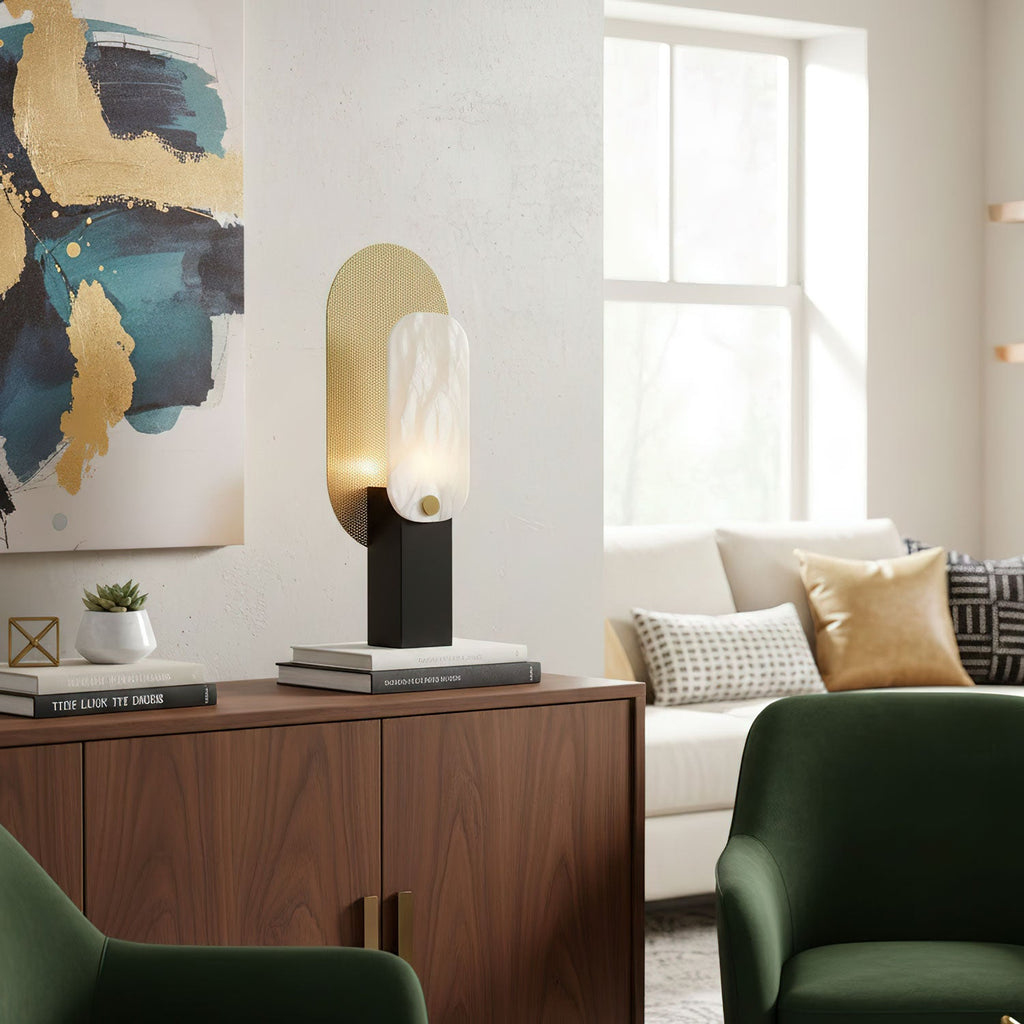 Mosaic Elegance Alabaster Table Lamp by Bling Lighting Studio