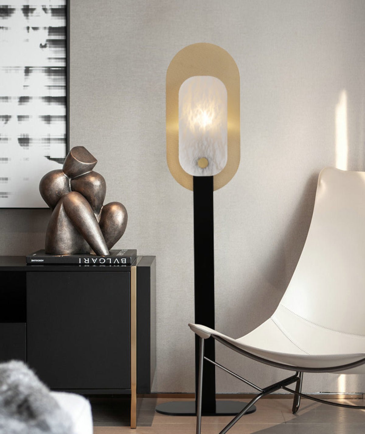 Mosaic Elegance Alabaster Floor Lamp by Bling Lighting Studio