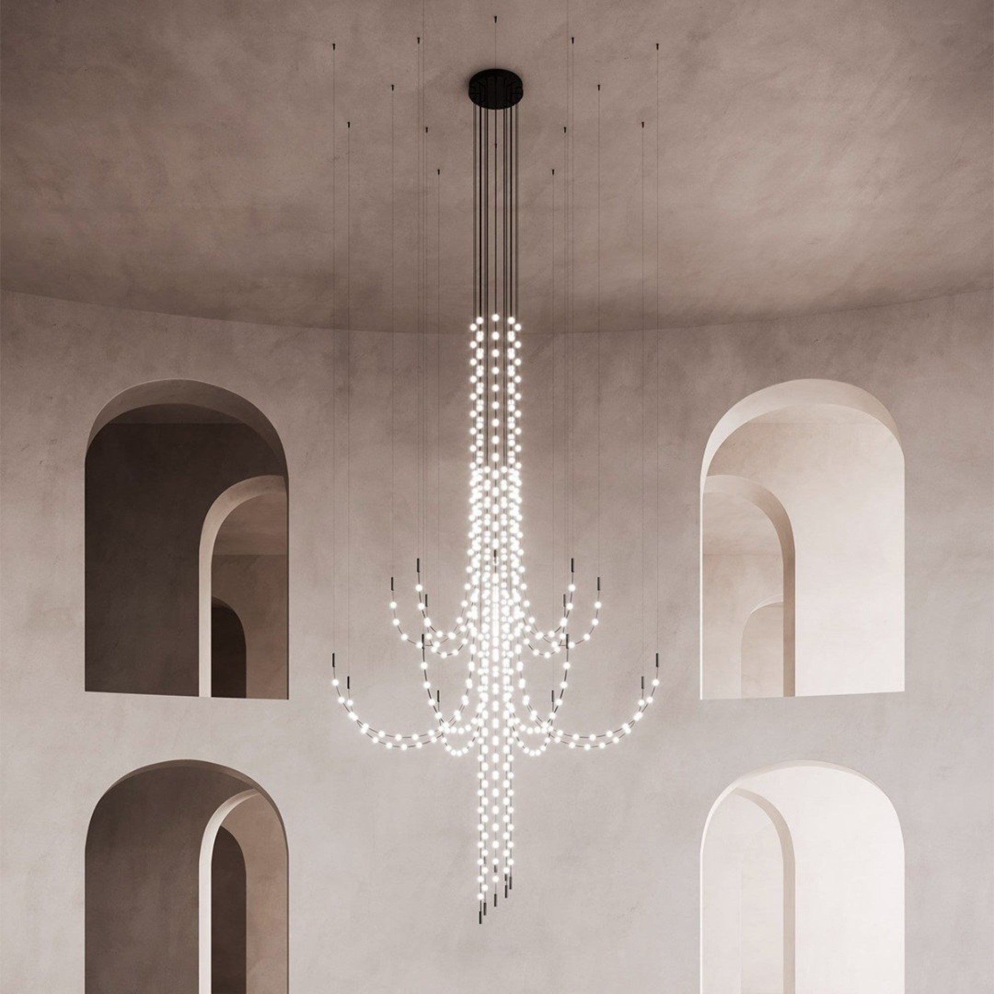 Minimalist Multiple Light Point Chandelier detail view