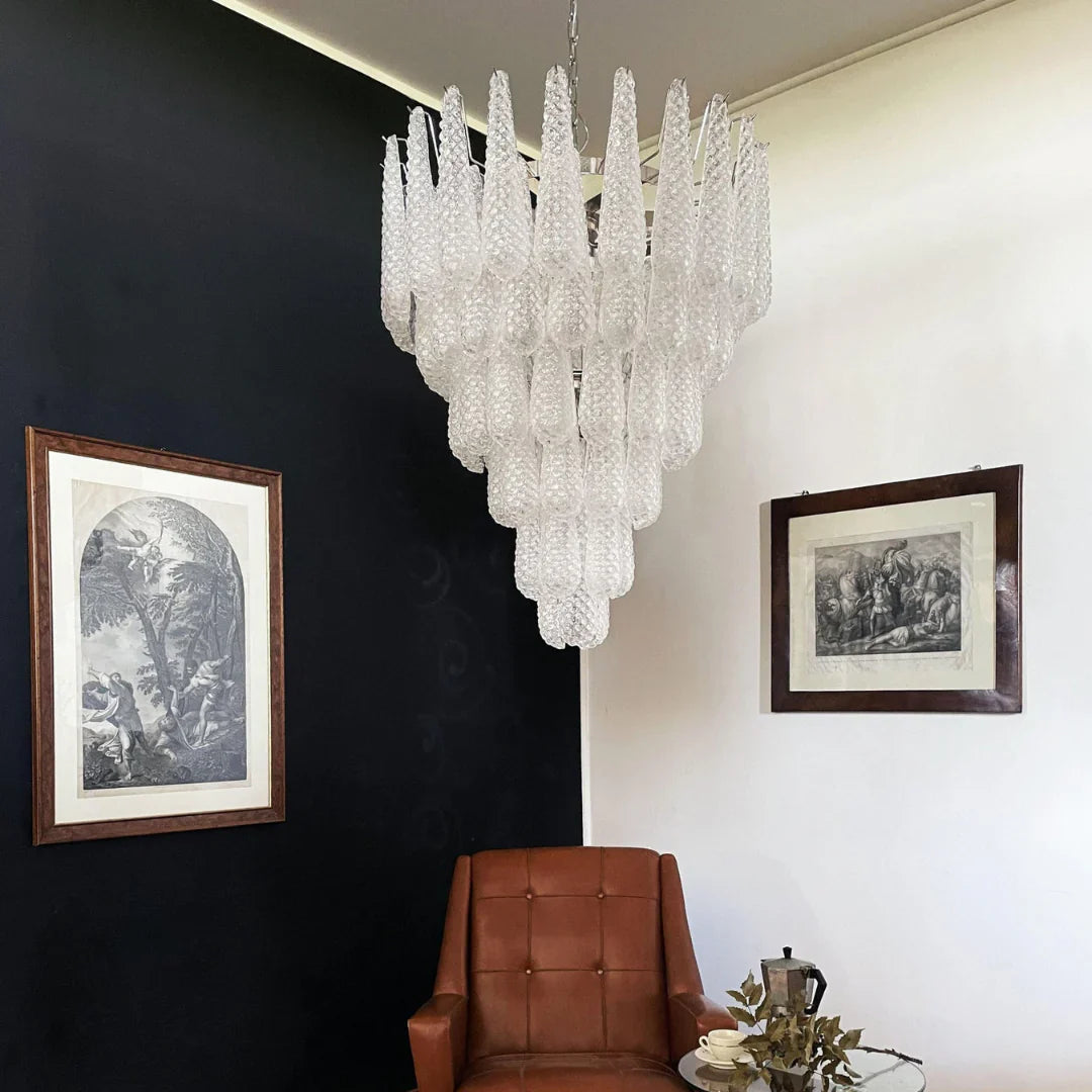 Vintage Transparent Murano Glass Petals Drop Chandelier product image