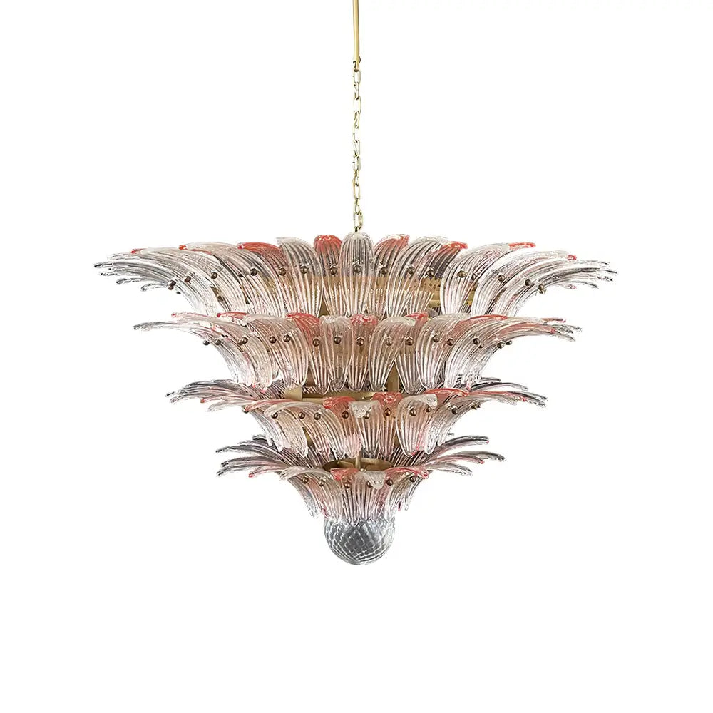 Murano Palmette Pink Trasparent Chandelier by Bling Lighting Studio