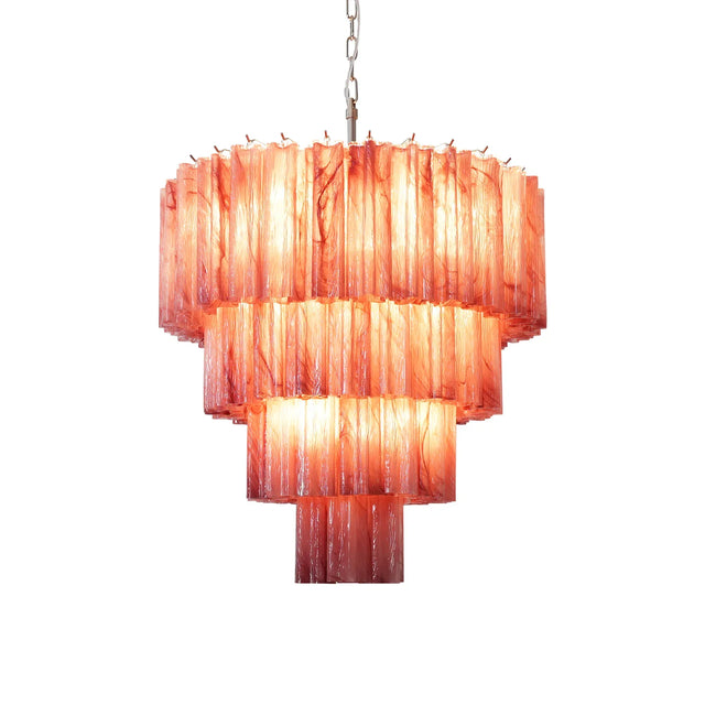 Murano Red Glass Tubes Chandelier by Bling Lighting Studio