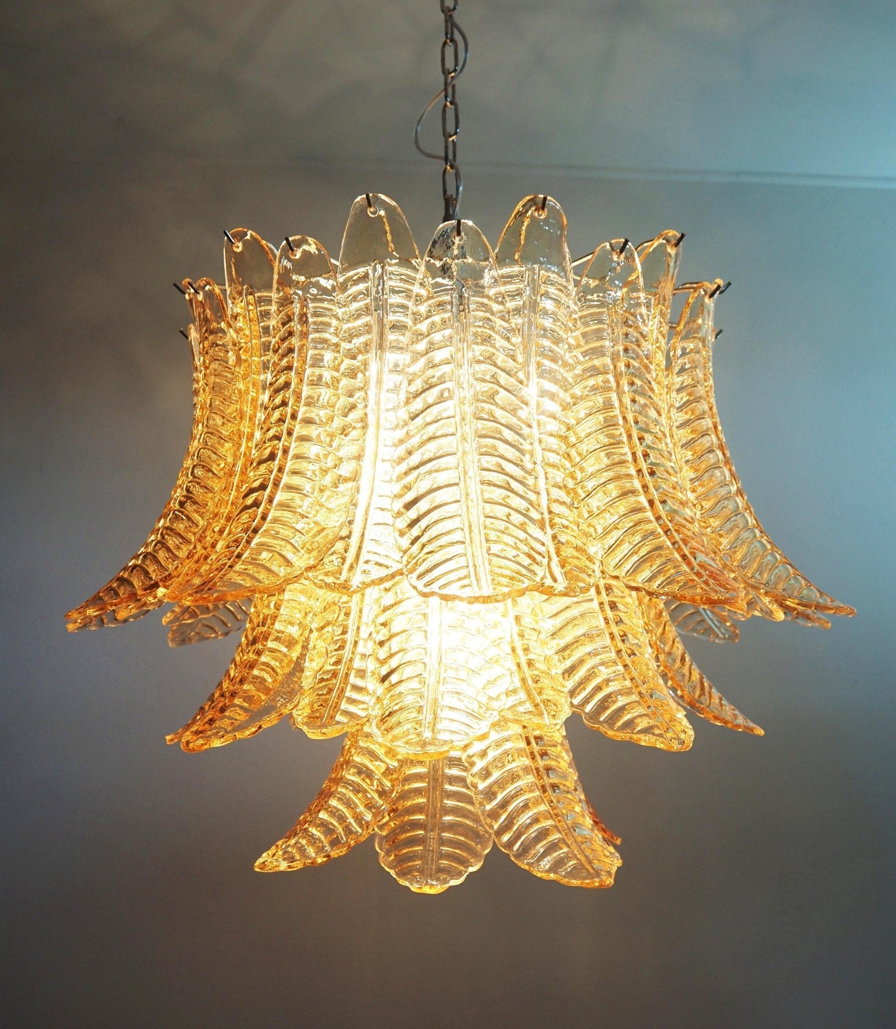 Amber Glass Leaf Chandelier Glass lighting by Bling Lighting Studio
